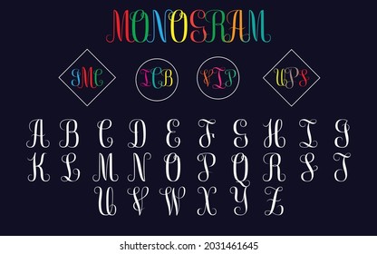 Alphabet Split Monogram, Split Letter Monogram, Alphabet Frame Font. Laser cut template. Initial letters of the monogram svg