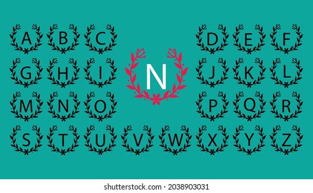 Alphabet Split Monogram, Split Letter Monogram, Alphabet Frame Font. Laser cut template. Initial letters of the monogram.