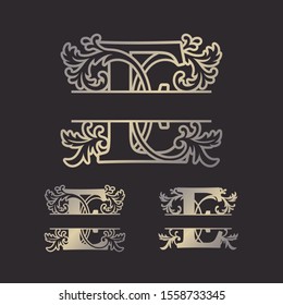 Alphabet Split Monograms, Split Letter Monogram, Alphabet Frame Font. Laser cut template 