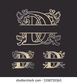 Alphabet Split Monograms, Split Letter Monogram, Alphabet Frame Font. Laser cut template. 