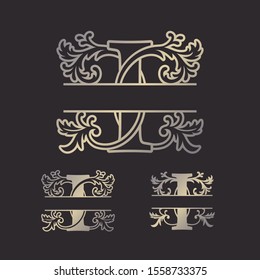 Alphabet Split Monograms, Split Letter Monogram, Alphabet Frame Font. Laser cut template 