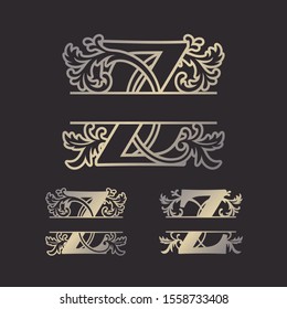 Alphabet Split Monograms, Split Letter Monogram, Alphabet Frame Font. Laser cut template. 