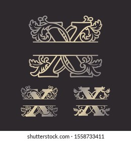 Alphabet Split Monograms, Split Letter Monogram, Alphabet Frame Font. Laser cut template.  