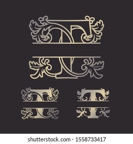 Alphabet Split Monograms, Split Letter Monogram, Alphabet Frame Font. Laser cut template 