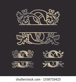 Alphabet Split Monograms, Split Letter Monogram, Alphabet Frame Font. Laser cut template 