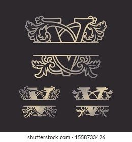 Alphabet Split Monograms, Split Letter Monogram, Alphabet Frame Font. Laser cut template 