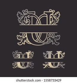 Alphabet Split Monograms, Split Letter Monogram, Alphabet Frame Font. Laser cut template. 