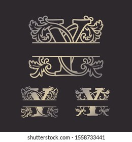 Alphabet Split Monograms, Split Letter Monogram, Alphabet Frame Font. Laser cut template 