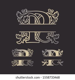 Alphabet Split Monograms, Split Letter Monogram, Alphabet Frame Font. Laser cut template. 