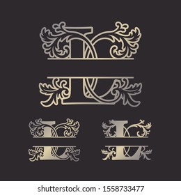 Alphabet Split Monograms, Split Letter Monogram, Alphabet Frame Font. Laser cut template 