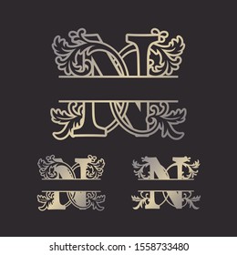 Alphabet Split Monograms, Split Letter Monogram, Alphabet Frame Font. Laser cut template. 