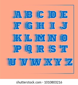 Alphabet sport 3D vector blue on peach backround