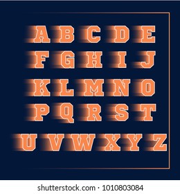 Alphabet sport 3D vector orange on dark backround