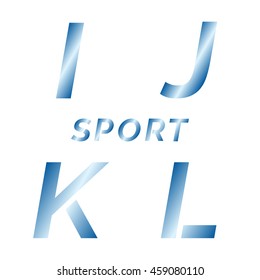 Alphabet Sport, I,J,K,L. Typographic alphabet in a set. 