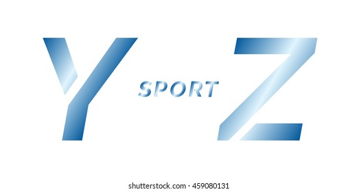 Alphabet Sport, Y,Z. Typographic alphabet in a set. 