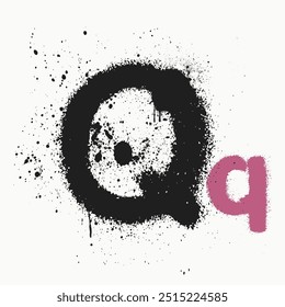 alphabet spray, Wet paint font type, initial letter Q is spray painted,  hand drawn alphabet. graffiti artist, Brushstroke initial, letter ink stroke, alphabet Q with ink spray, Q alphabet