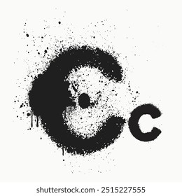 alphabet spray, Wet paint font type, initial letter C is spray painted, initial graffiti C alphabet, graffiti artist,  hand drawn alphabet. Brushstroke initial, alphabet C with ink spray