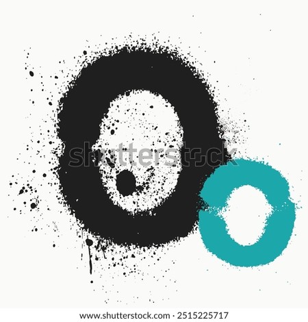 alphabet spray, Wet paint font type, initial letter O is spray painted, hand drawn alphabet. graffiti artist, Brushstroke initial, letter ink stroke, alphabet O with ink spray, alphabet spray