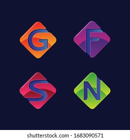 Alphabet in square logo design collections