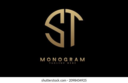 Alphabet ST or TS illustration monogram vector logo template in round shape