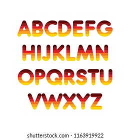 Alphabet step gradient. Typography font template. Colorful alphabet characters with german flag color gradient for logo, poster, card, web banner design. Isolated vector letters