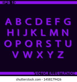 Alphabet stereoscopic font.Stereo alphabet.Vector Illustration.White background.