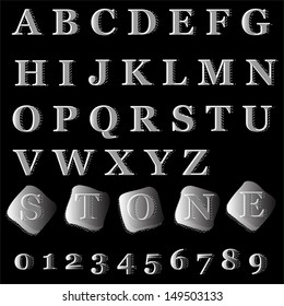Alphabet stone style. Vector illustration.