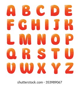 Alphabet with strawberry juice waves.