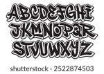 Alphabet in street graffiti style, hand drawn. vector alphabet on white background