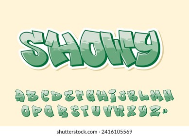 Alphabet Street Green Graffiti Font Type Cartoon Vector