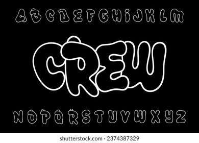 Alphabet Street Tragen Sie Black White Line Graffiti Cartoon Vektorgrafik