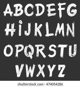 Alphabet in the style of broken wooden planks. Capital letters.