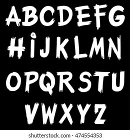 Alphabet in the style of broken wooden planks. Capital letters.
