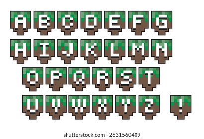 Alphabet in the style of a computer game. Banner for inscriptions and congratulations. Background and cover for your text. Ready-made template in 8 bit style