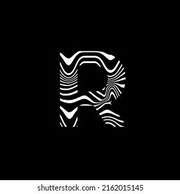 Alphabet in style zebra skin, uppercase letters in black and white design