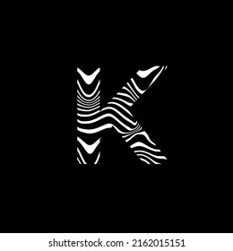 Alphabet in style zebra skin, uppercase letters in black and white design