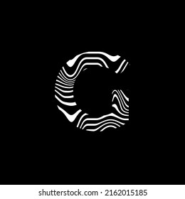 Alphabet in style zebra skin, uppercase letters in black and white design