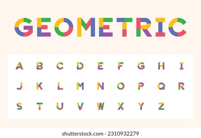 Alphabet stylized vector, geometric typeface flat design
