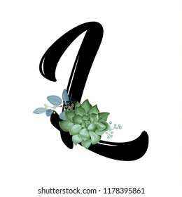 Alphabet with a succulent, L