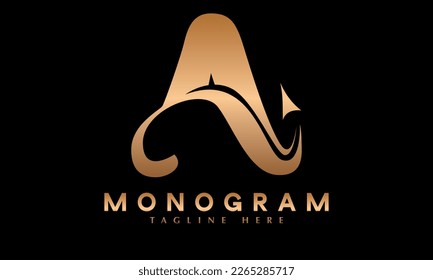 Alphabet A swoosh logo abstract letter template