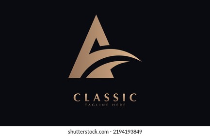 Alphabet a swoosh vector monogram abstract logo template