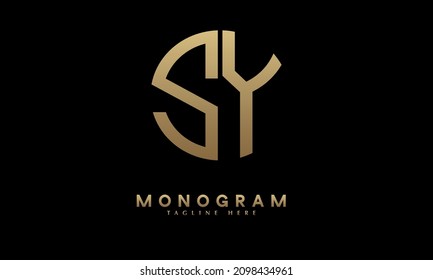 Alphabet SY or YS illustration monogram vector logo template in round shape