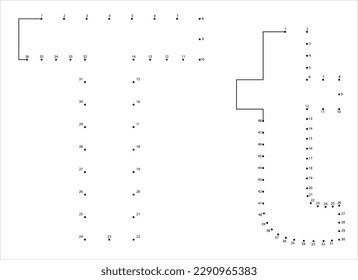 Alphabet T Connect The Dots, Character T, Language Letter Graphemes Symbol, Capital, Lowercase, Small, Uppercase, Vector Art Illustration, Puzzle Game Containing A Sequence Of Numbered Dots