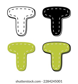Alphabet T in flat style isolated