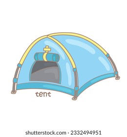 Alphabet T For Tent Vocabulary Reading School Learning Cartoon Illustration Vector Clipart