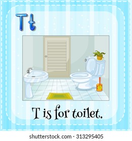 Alphabet T is for toilet illustration
