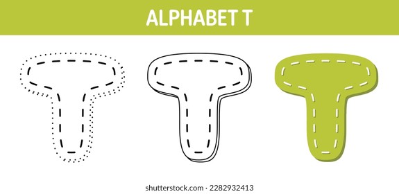 Alphabet T tracing and coloring worksheet for kids