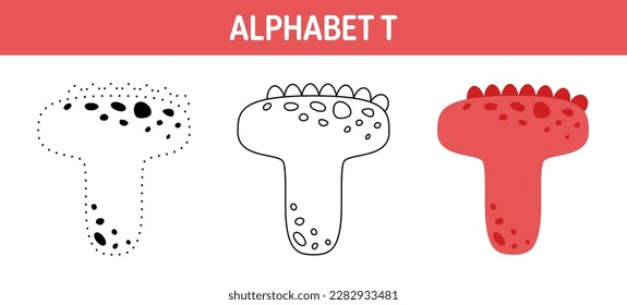 Alphabet T tracing and coloring worksheet for kids