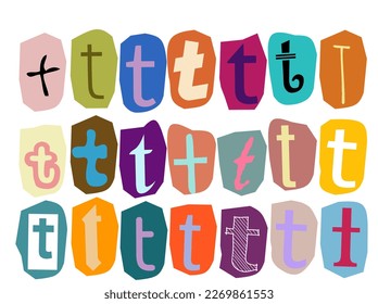 Alphabet t - vector cut newspaper and magazine letters, paper style ransom note letter