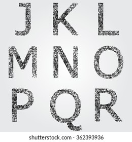 Alphabet in tangled line design vector